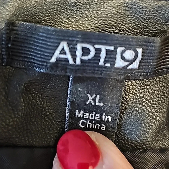 APT. 9 Black collarless faux- leather jacket Fully lined - Picture 5 of 8